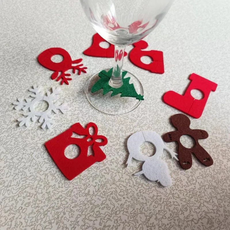 New felt wine glass decoration Ring Christmas decorations Holiday Banquet masquerade ball stemware accessory