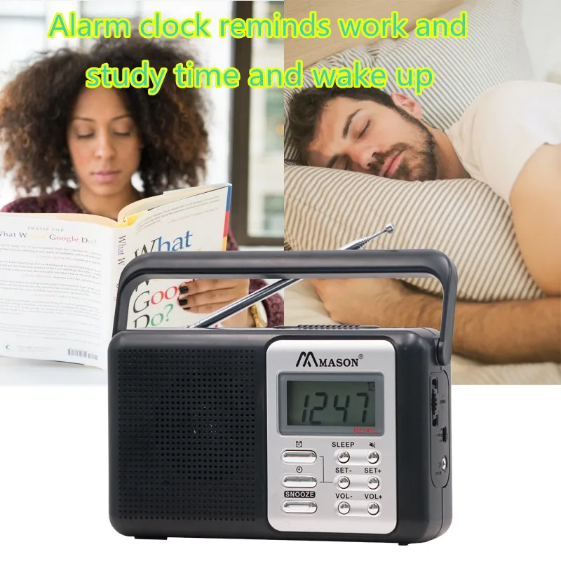 Mason 2022 Hot sell multi-functions  digital fm am portable radio receiver with alarm clock/sleep/snooze setting