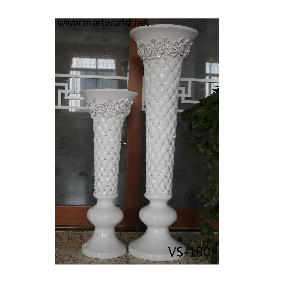 tall floor vase  rose style fibter glass vase  table  centerpiece  vase  hotel party event wedding decoration (VS-15)