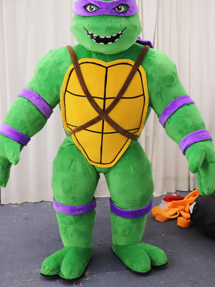 Giant Inflatable Cartoon Green Ninja Turtle Tortoise Mascot Costume Plush Muscle Men Carnival Cosplay Performance Suits For Sale