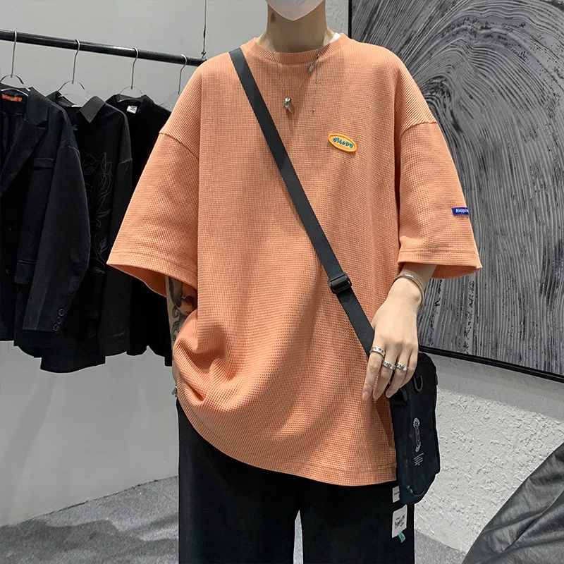 Loose casual solid color short sleeve young student round neck T-shirt