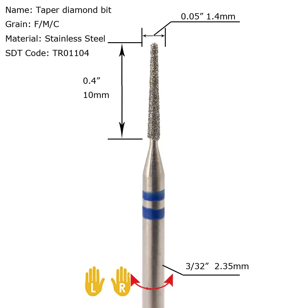 Best nail drill for nail technician diamond cuticle bit with taper radius shape