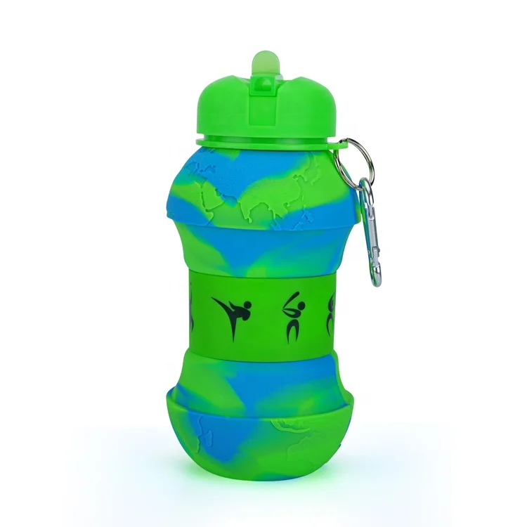 Lightweight BPA Free Silicone Foldable Water Bottles with Carabiner