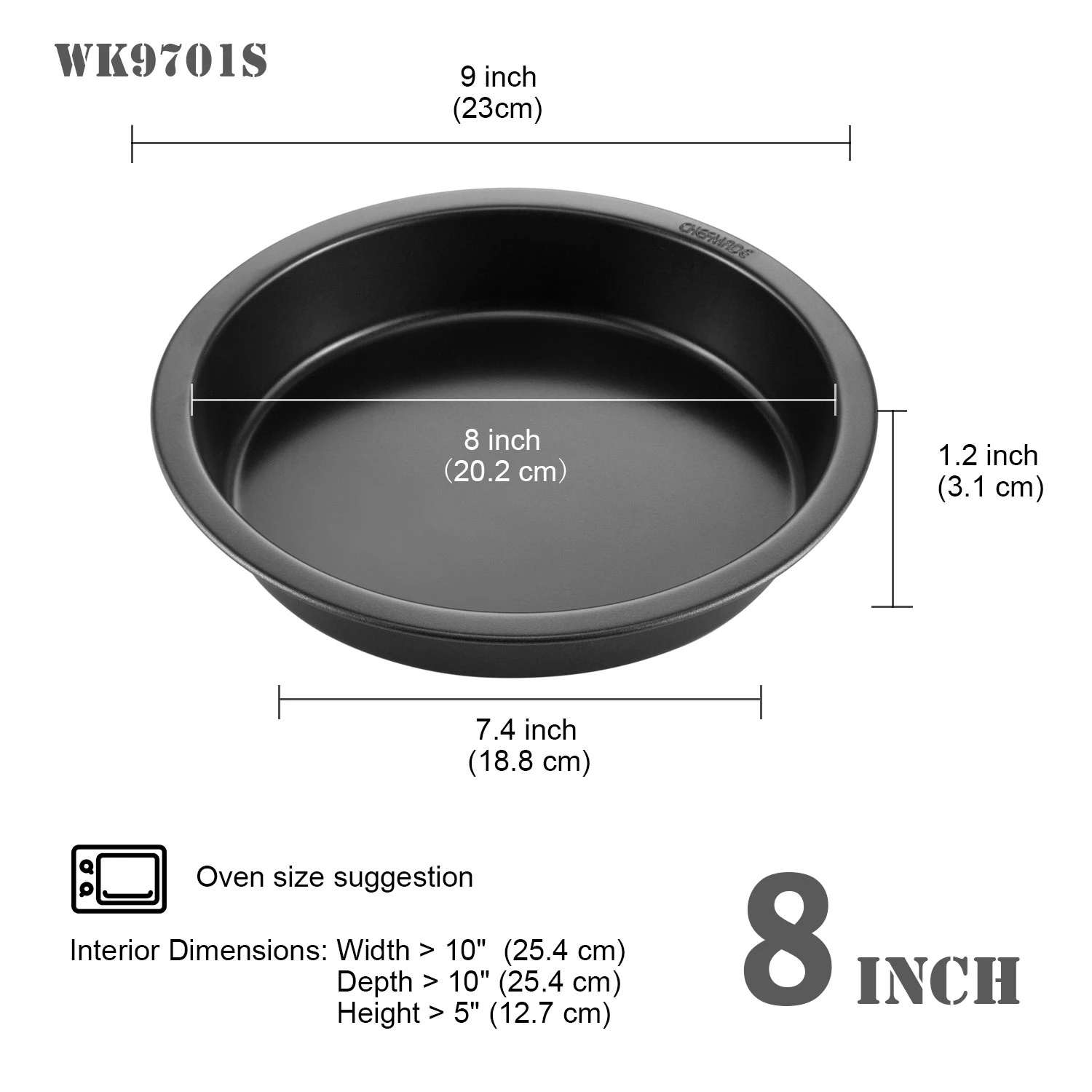 CHEFMADE WK9701S Cheap Metal Carbon Steel Microwave Oven Deep Dish Nonstick Round Pie Pizza Tray Baking Pan