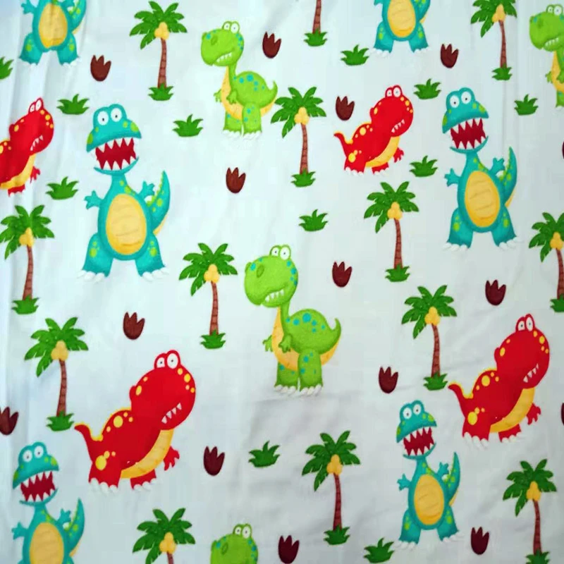 Kids Dino Style Custom Printed Bamboo Jersey Knit Lycra Fabric For Wholesale