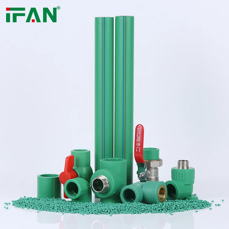 IFAN OEM PPR Water Pipe Fittings 20-110mm PN25 Female Male Thread Elbow Tee Green PPR Fitting