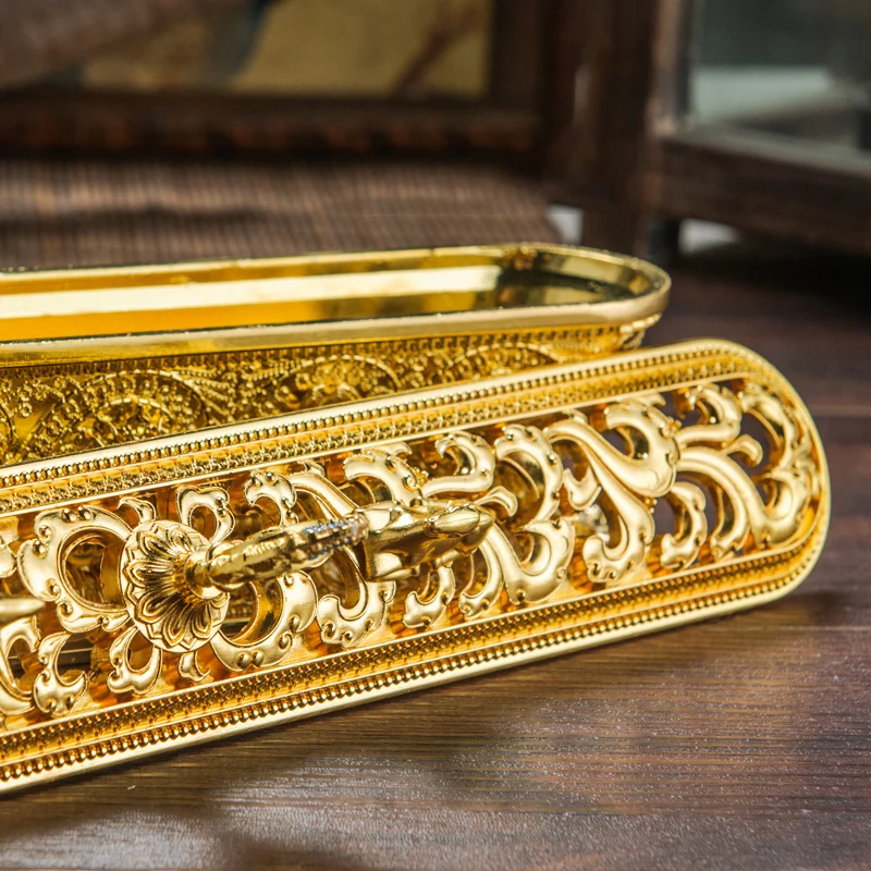 Household alloy incense burner eight auspicious lying incense burner double deer Falun line for Buddha incense box