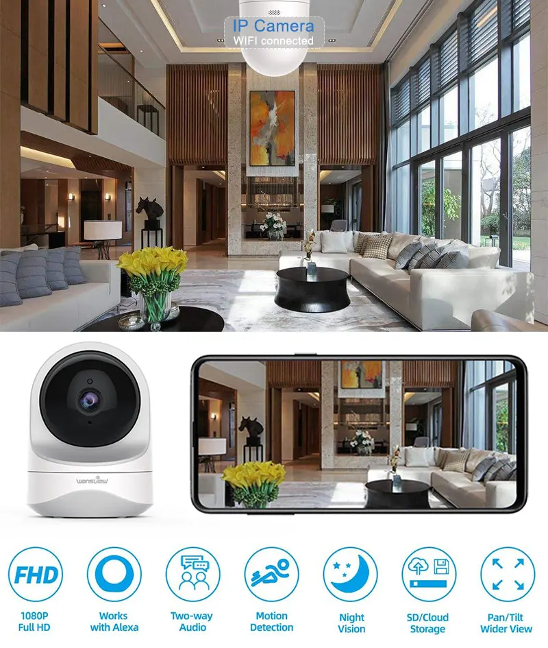  1080P Мини IP камера 2.0mp Беспроводной Wi-Fi детский монитор для дома/пижамы малышей/Pet камеры