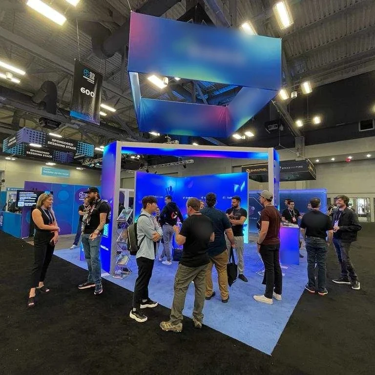 Modular Trade Show Exhibition Frameless Booth Design with LED Light Box Backlit In AHR Expo