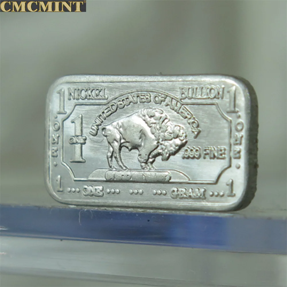 Nickel Metal Commemorative Coin 1 Gram 999 Fine Nickel Buffalo Bar Challenge Coin