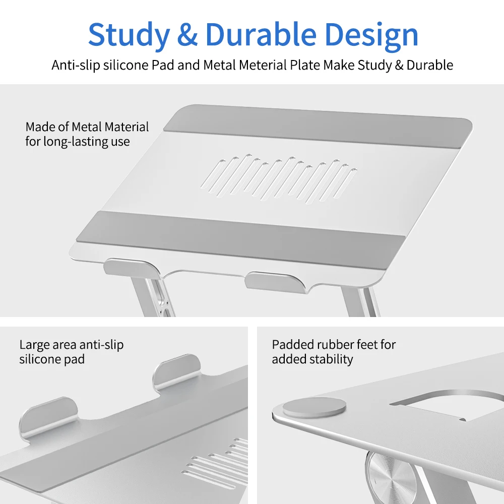 Newest Desk Notebook Foldable Height Adjustable Support Ergonomic Rack Vertical Laptop Holder With Metal Dual Layer