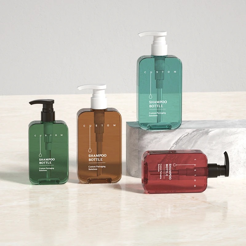 200ml 300ml Body Lotion Body Wash Shampoo Empty Plastic Cosmetic Bottles Square PETG Bottle With Pump face cream bottle