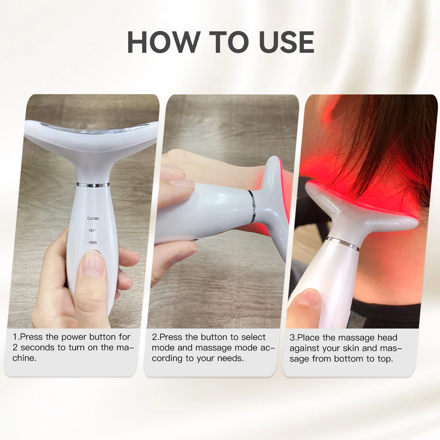 Red Light Therapy for Face and Neck Red Light Therapy Wand for Wrinkles Removal Led Light Face Neck Massager for Skin Care