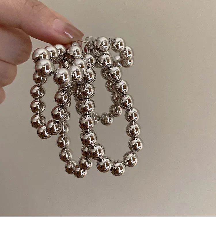 2023 New Arrival Fashion Jewelry Silver Beaded Handwoven Earrings for Women Design CCB Handmade Silver Drop Earrings