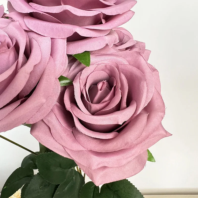 2023 New Arrival 9 Heads Wedding Decorations Blush Pink Rose Bouquet Artificial