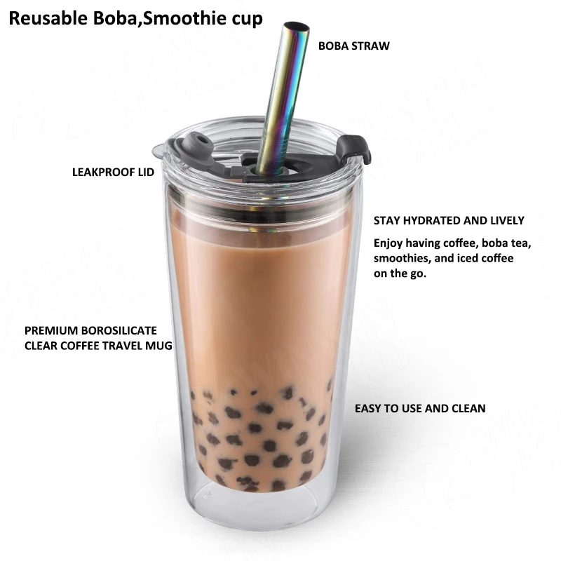 Reusable Smoothie Cup with Lid and Straw Smoothie Cup to go Smoothie Tumbler 17 oz