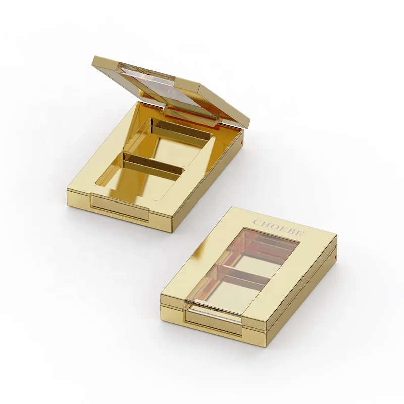 mini plastic makeup powder rectangle magnet eyeshadow package square cosmetic compact container box with window