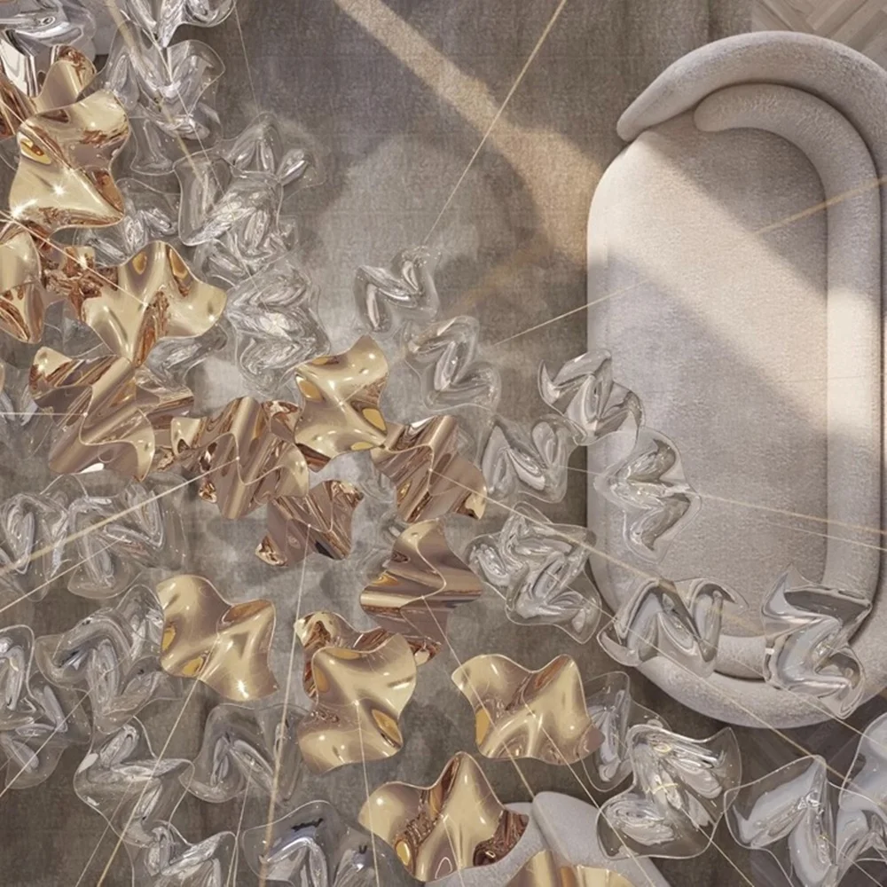 Modern hanging decorative lighting glass leaf pendant chandelier handmade glass chandelier