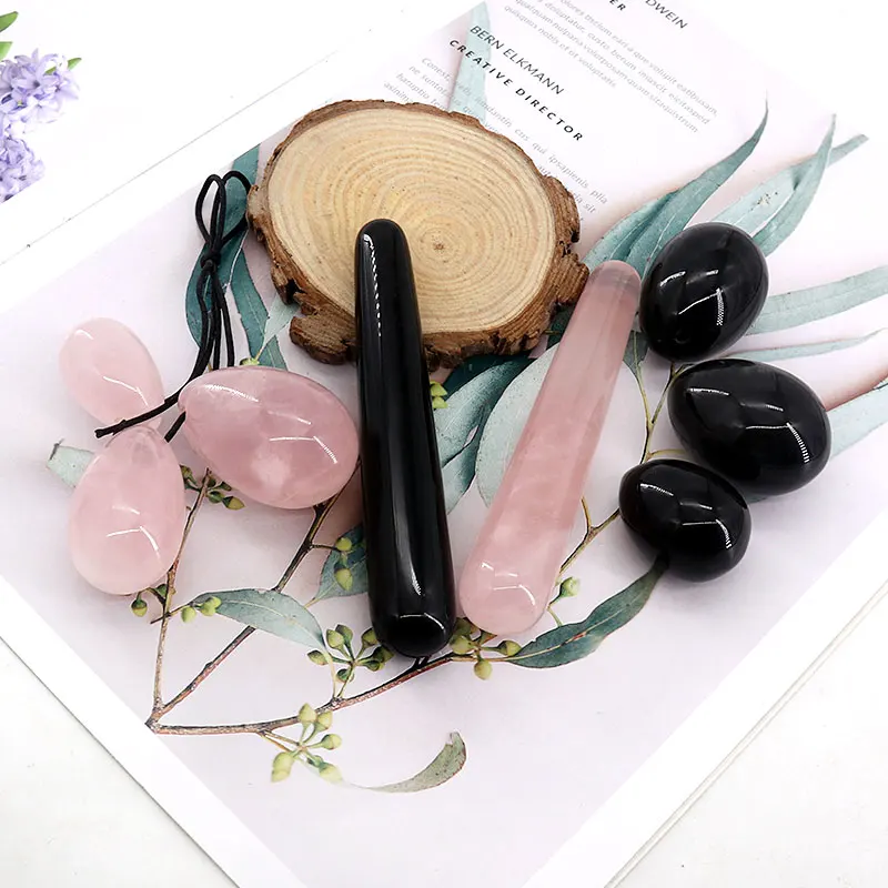 Wholesale Female Pelvic Muscle Training Natural Pink Rose Quartz Yoni Egg Set For