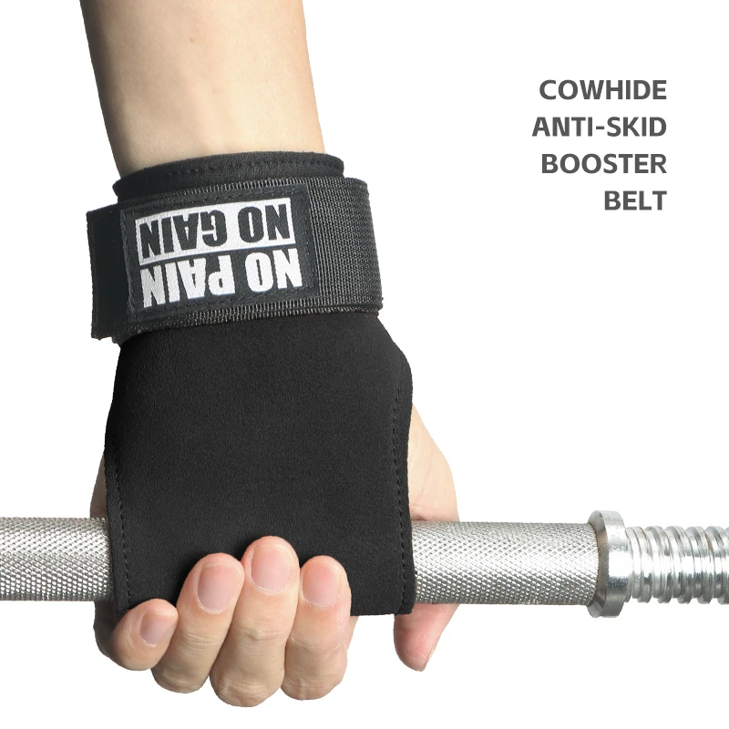 Cowhide Gym Grips Gloves Weightlifting Fitness Pull Up Workout Equipment Anti-Slip Wear-Resistance Palm Protection