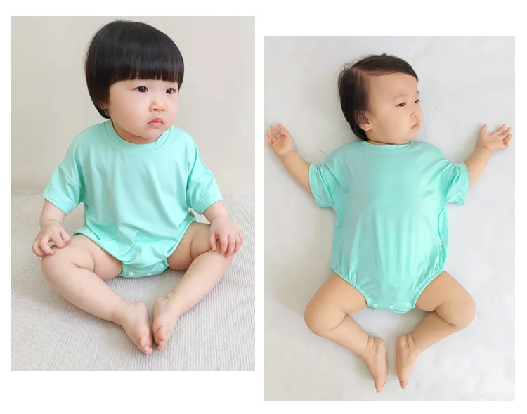 Summer Short Sleeve Newborn Baby Bodysuit T shirt Romper Modal Baby Oversized Romper Wholesale Blank Clothes Baby Bubble Romper