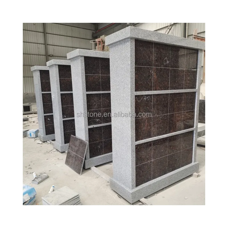 SHIHUI Custom Classic Design Grey G614 G654 G603 Natural Stone Granite 48 Holes Columbarium Niche Storage Cabinet For Sale