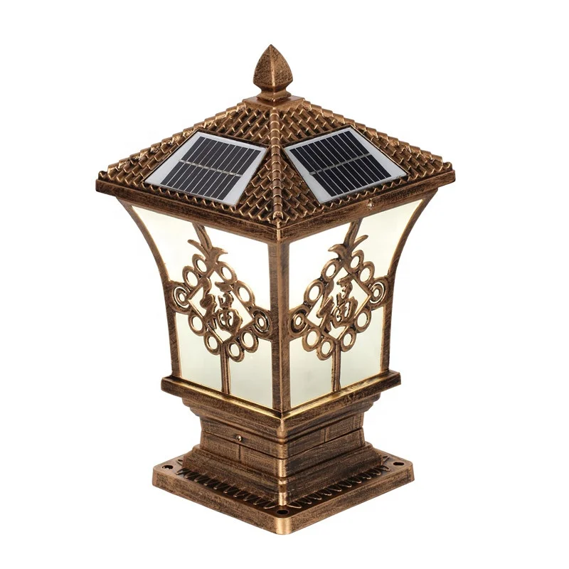 IP65 waterproof outdoor high lumen solar gate post pillar light led