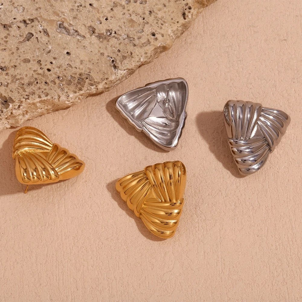 Fashion Jewelry Triangle Stud Earrings PVD Gold Plated Statement Jewelry Tanish Free Stainless Steel Earrings