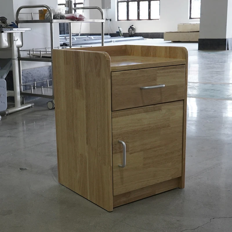 Most Hot Sale High Stand Cabinet Hospital Cabinet Medical Hospital Furniture for ICU  Solid Wood Bedside Table