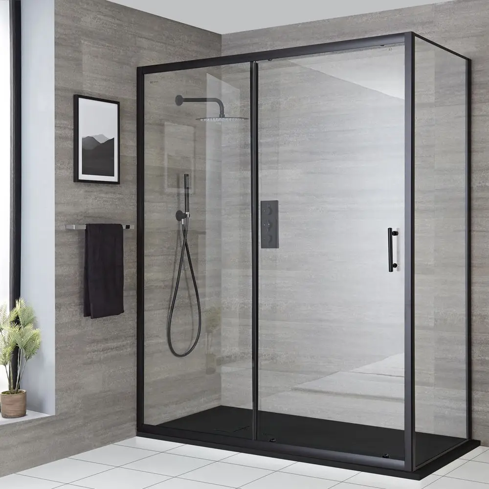 Bathroom Glass Aluminum Sliding Glass Door Shower Enclosure Frameless Heat Resistant  Waterproof Glass Shower Enclosures