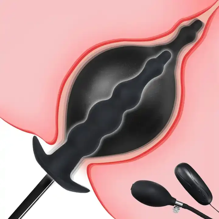 Anal Plug Inflatable Vibrators 12 Modes Vibrator Silicone Plug 2 in 1 Inflatable Vagina Butt Dilator BDSM Sex Toys for Men