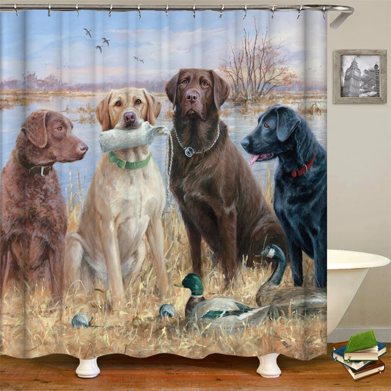 
i@home ready made mildew resistant 3d digital dog printed waterproof shower curtain bathroom 