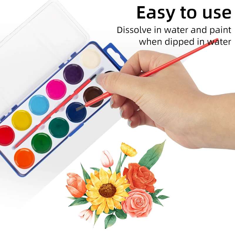 Water color Paint Set for Kids,Ideal Fun and Learning Tool for Kids at Home and School Paintbrush Included