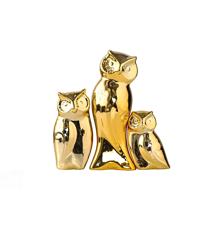 Nordic ceramic home simple golden owl ornaments desktop decorations ceramic crafts modern decorative ornaments