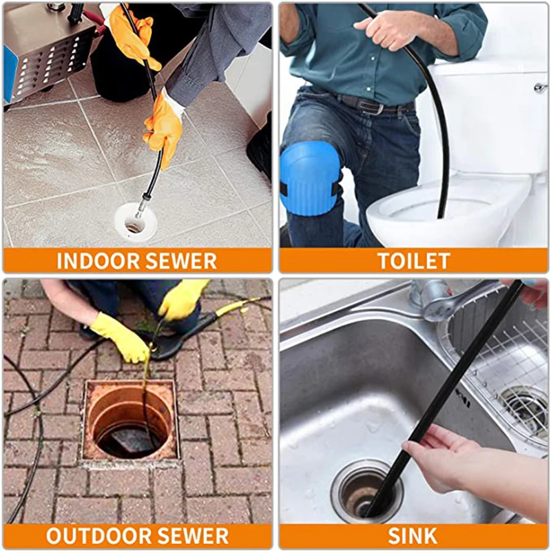 Sewer Jetter for karcher Pressure Washer Hose, 1/4 Inch NPT, Button Nose & Rotating Sewer Jetting Nozzle