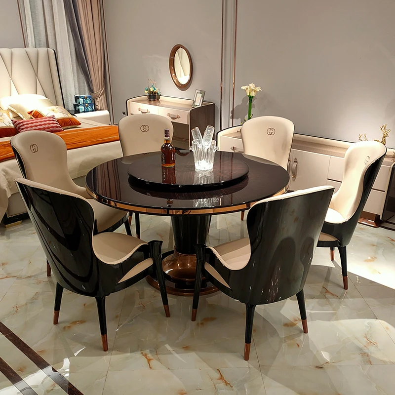 Furnistyle Новое поступление элегантные круглые дизайнерские обеденные столы Обеденный набор современная мебель для столовой с вращающимся центром