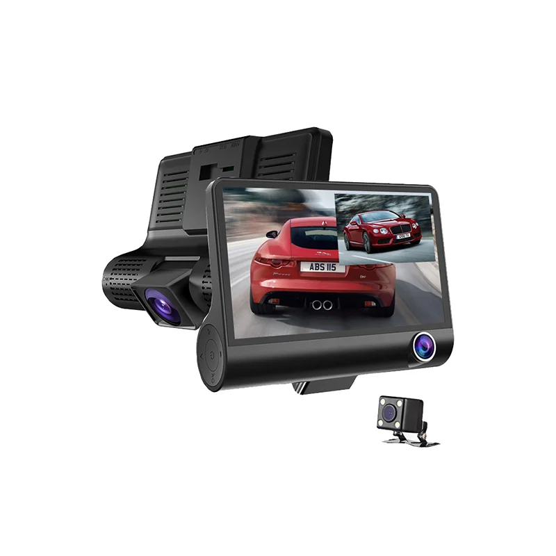 2022 cheap car black box HD 1080p car camera 3 Lens dvr 4 inch night vision dash cam video recorder