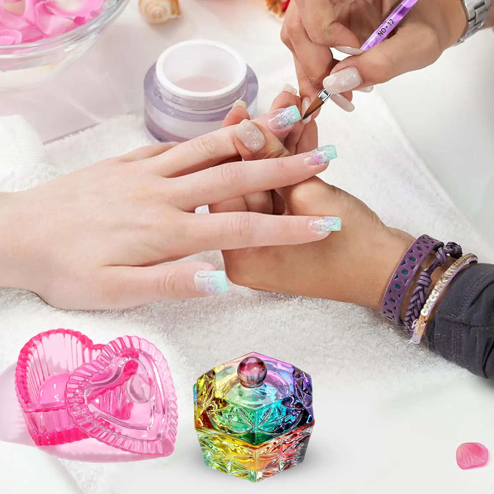 Crystal Dappen Dish for Lid Monomer Acrylic Nail Liquid Glass Crystal Cup Tools for Professional Use and Home Use