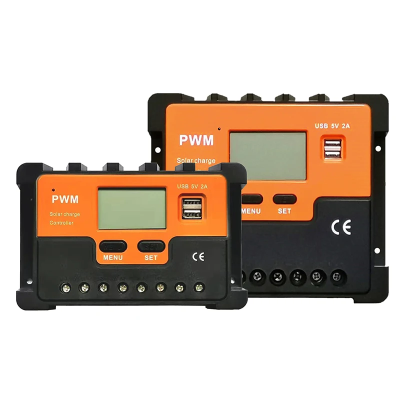  PWM регулятором солнечного заряда контроллер 12V 24V 48V Авто 10A 20A 30A 40A 50A 60A 80A портативное зарядное устройство от солнечной энергии с пульт дистанционного управления ЖК-дисплей двойной USB кабель для