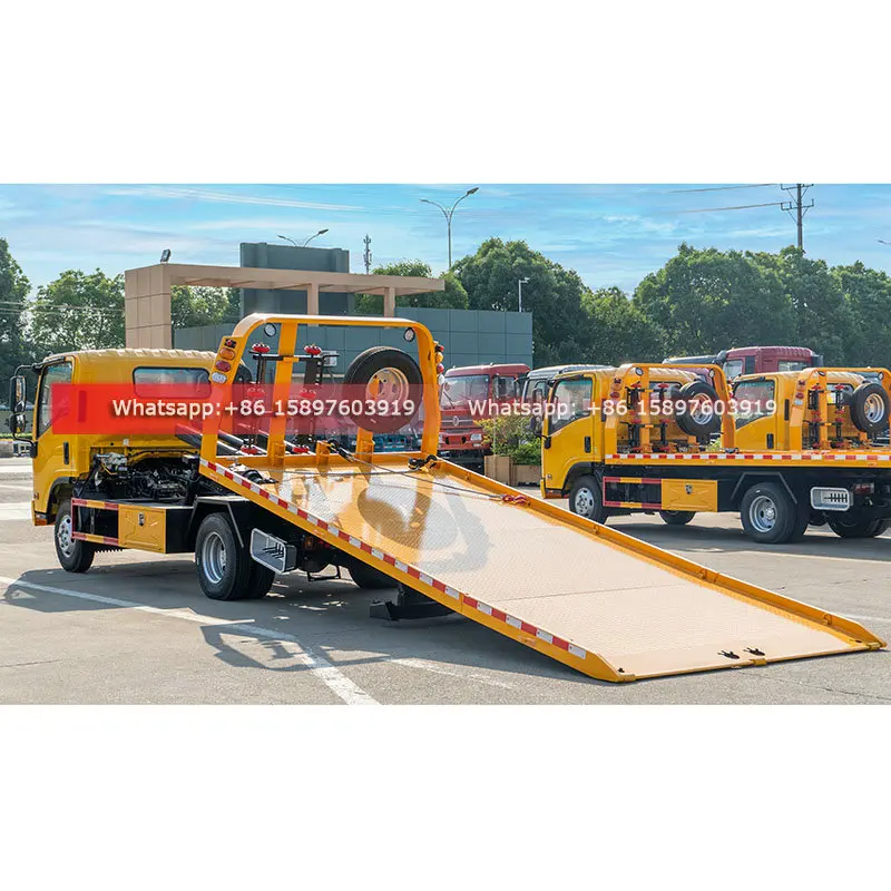 ISUZU KV100 Tow Wrecker Truck 5.3Meter Flatbed Recovery Truck Good Price For Sales