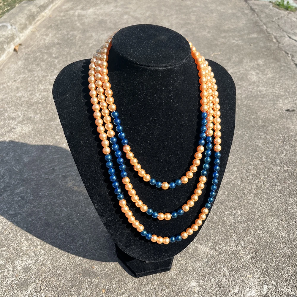 Custom Handmade Three Rows Chokers Greek sorority Organization Greece Letters Sigma Gamma Rho Pearl Necklaces