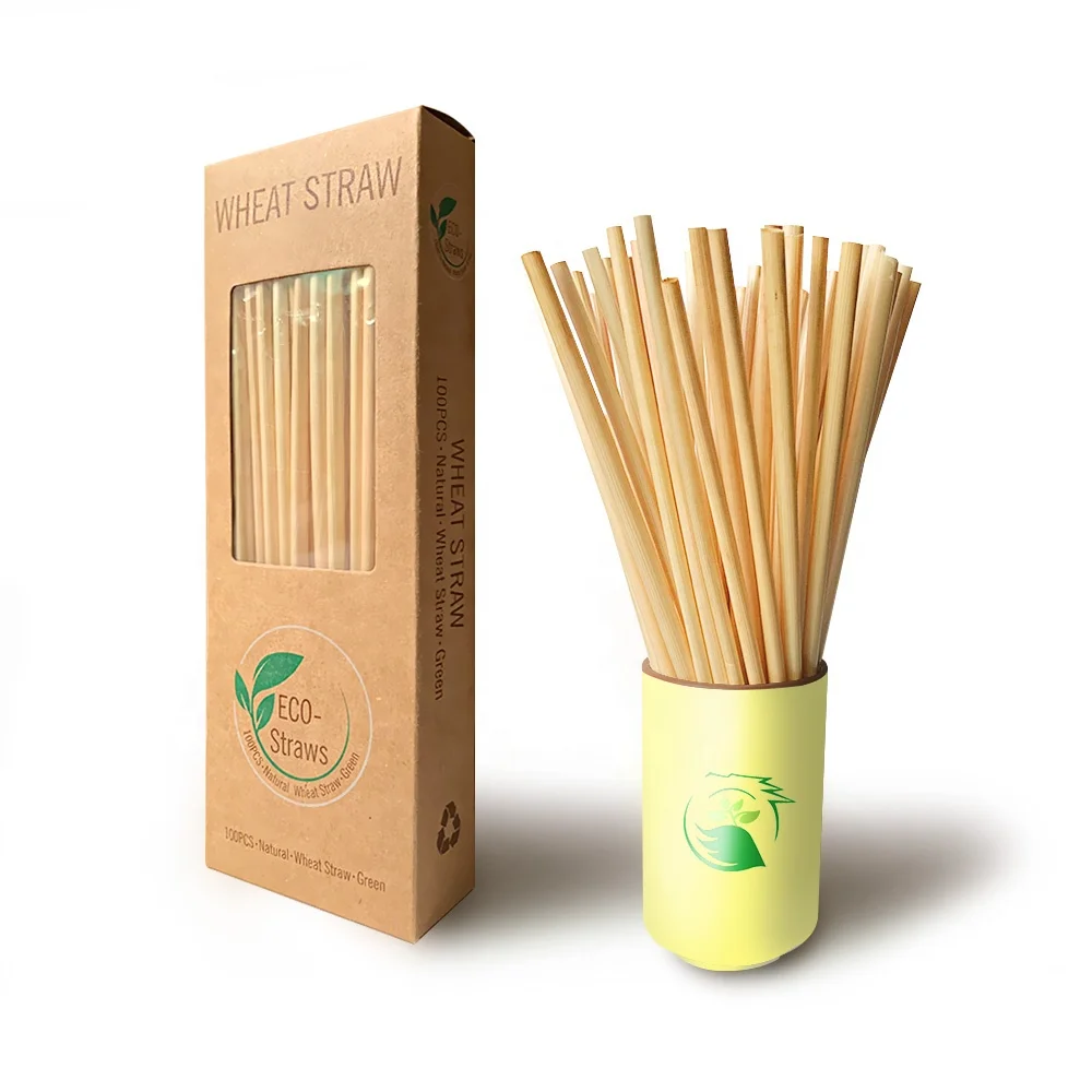 Eco friendly food grade 100% biodegradable individual pack disposable wheat stem straw Natural wheat drinking straws