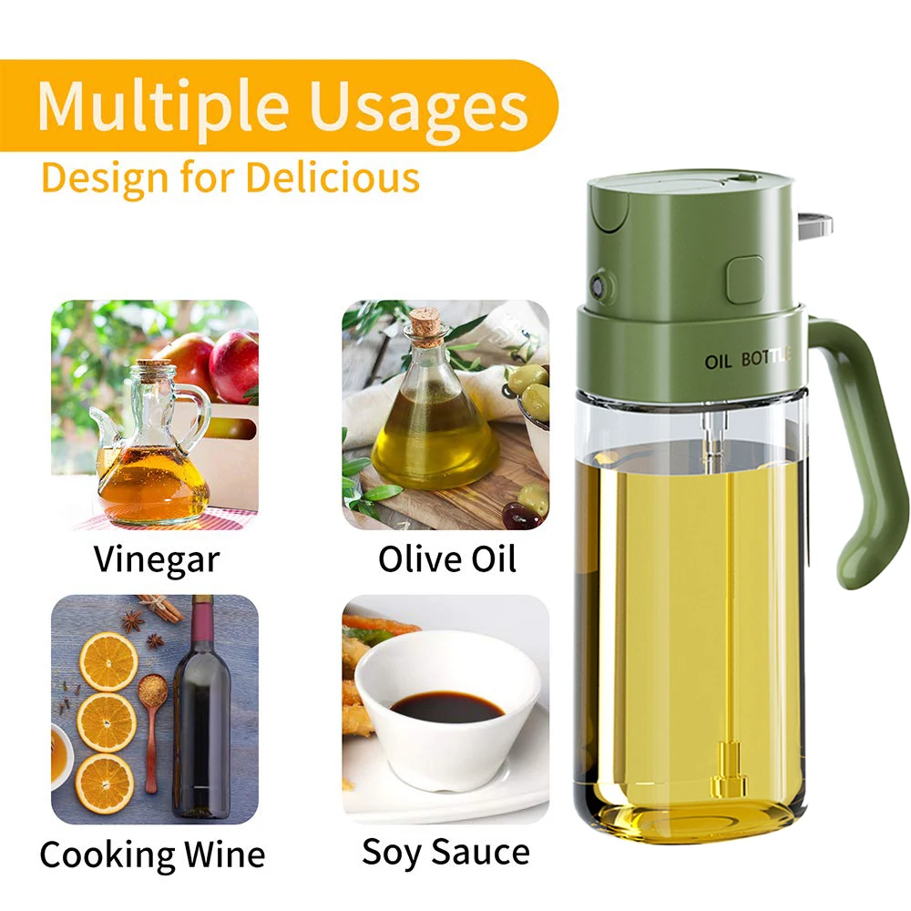 18.5OZ 550ML Glass Vinegar Dispenser versatile Plastic Olive Oil Spray Bottle For Kitchen Cooking