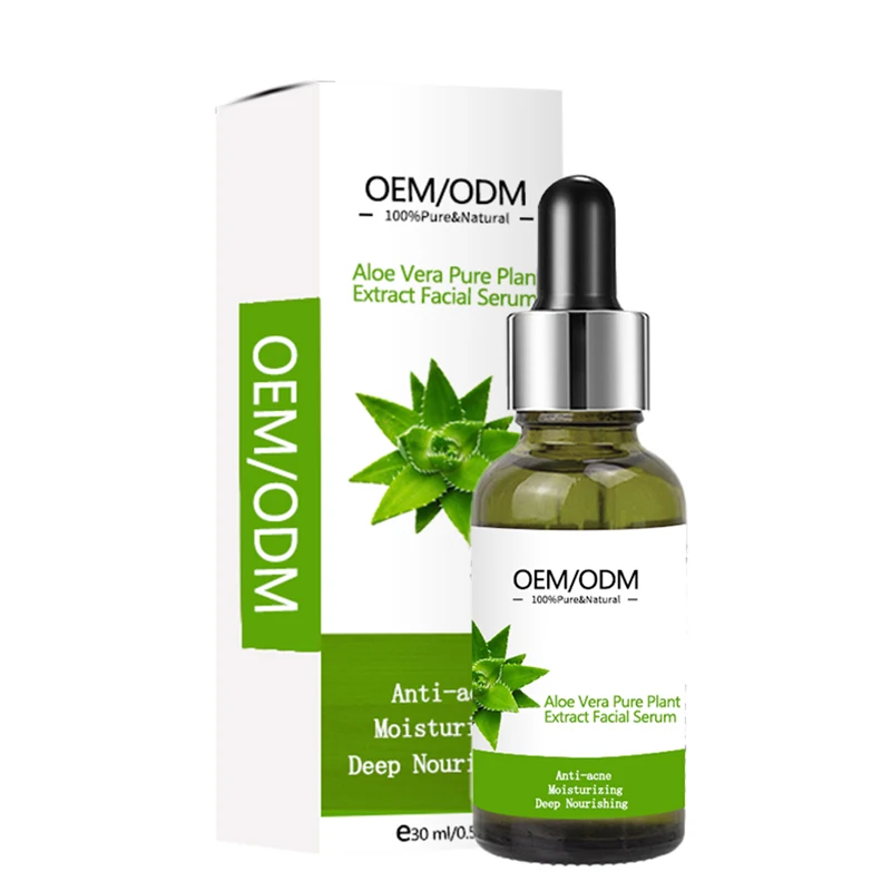 2021 Custom Logo Pure Plant Aloe Vera Extract Facial Serum 30ml Anti-acne Moisturizing Deep Nourishing
