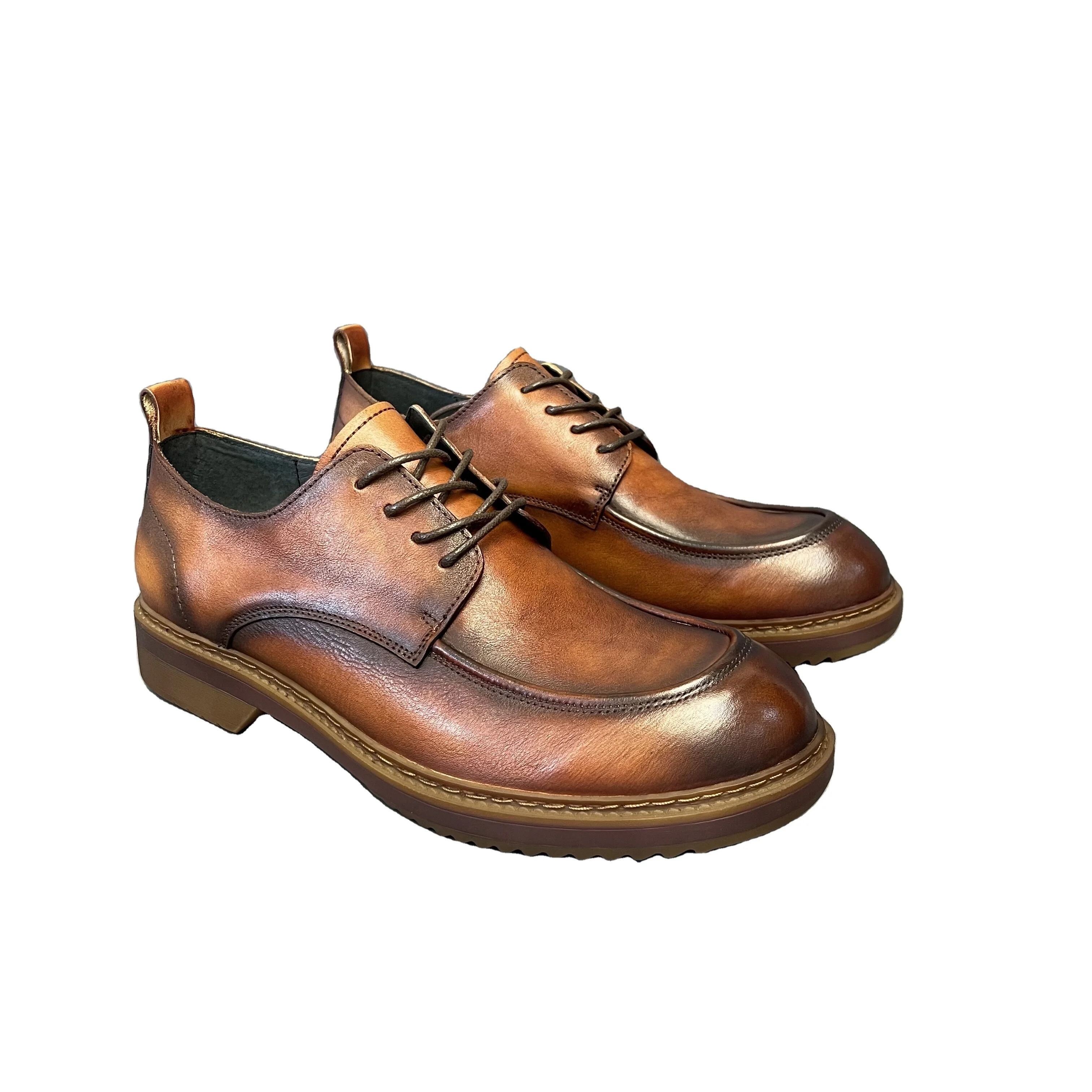 China Wholesale New Italian Stylish Dress Shoes Oxfords Lace-Up Height Increasing Autumn Leather Men Dress Shoes