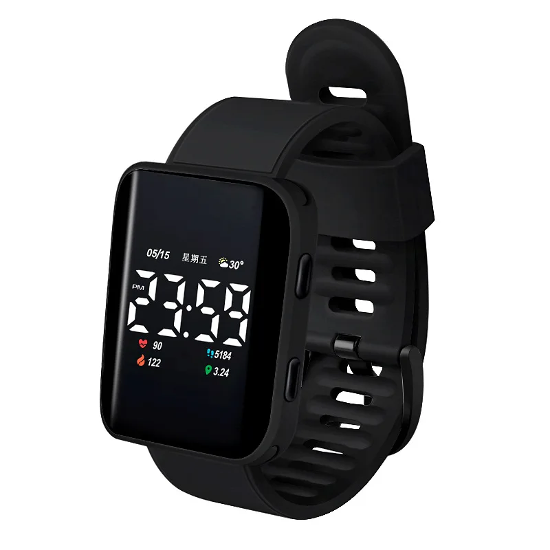 2022 New Fashion Curved Screen LED Electronic Watch Student Simple Square Sports Bracelet Watch