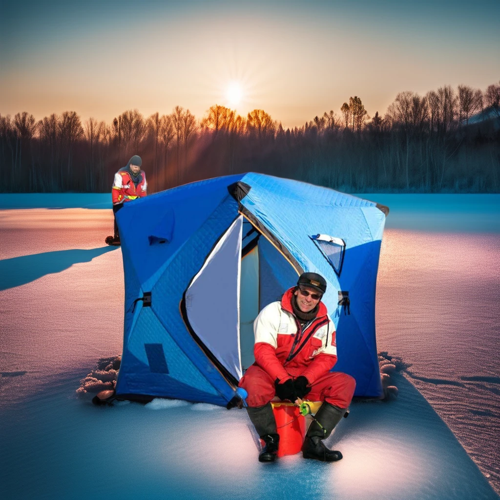 Insulated Pop-Up Ice Fishing Tent Mobile Cube Design for Outdoor Use Mobile pop-up ice fishing tent