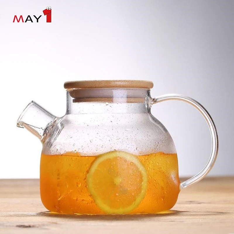 China Wholesale Custom Logo Borosilicate Glass Water Stainless Steel Lid Jug