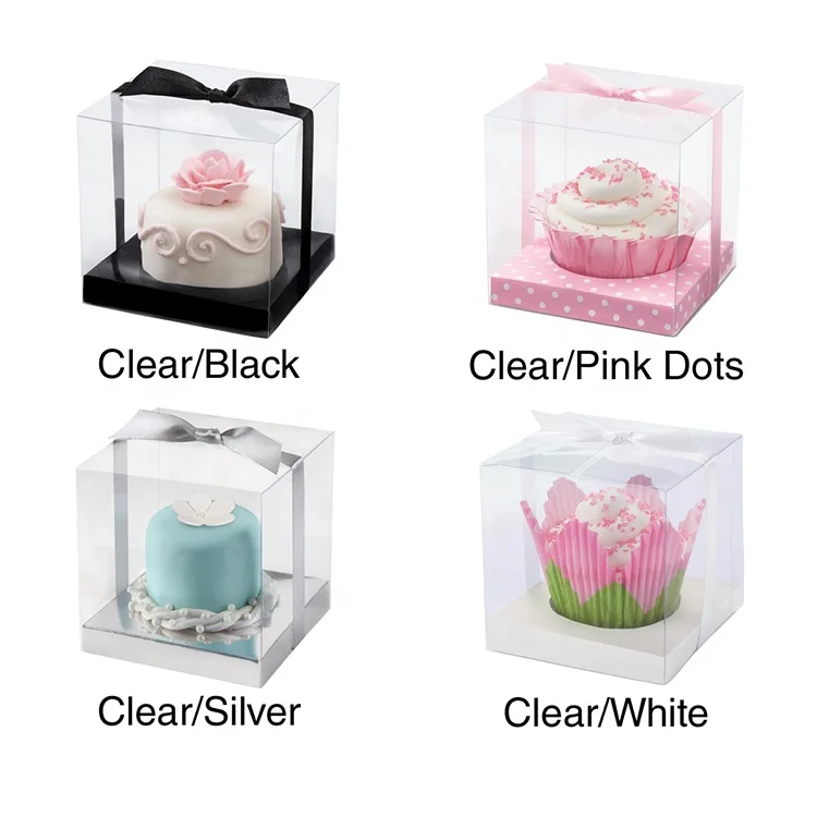 Customized size 2 inches 4 inches 6 inches square transparent folding PET PVC acetate cover box packaging