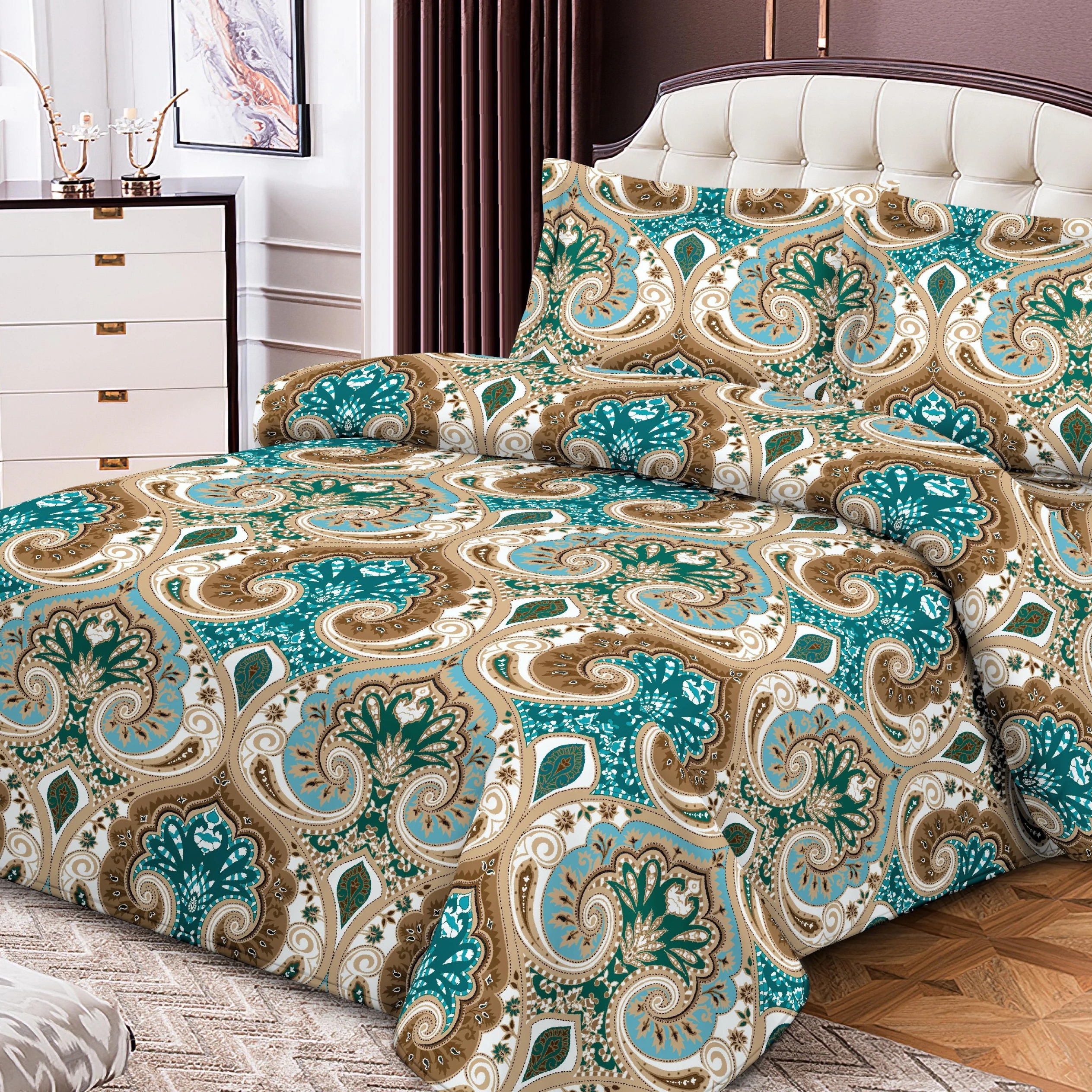 Huzhou Manufacturer Wholesale Low Price Curtain Design Wholesale Low Moq 3D Disperse Print Polyester Bedding Set Fabric